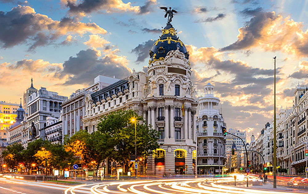 The Gran Via in Madrid, Spain