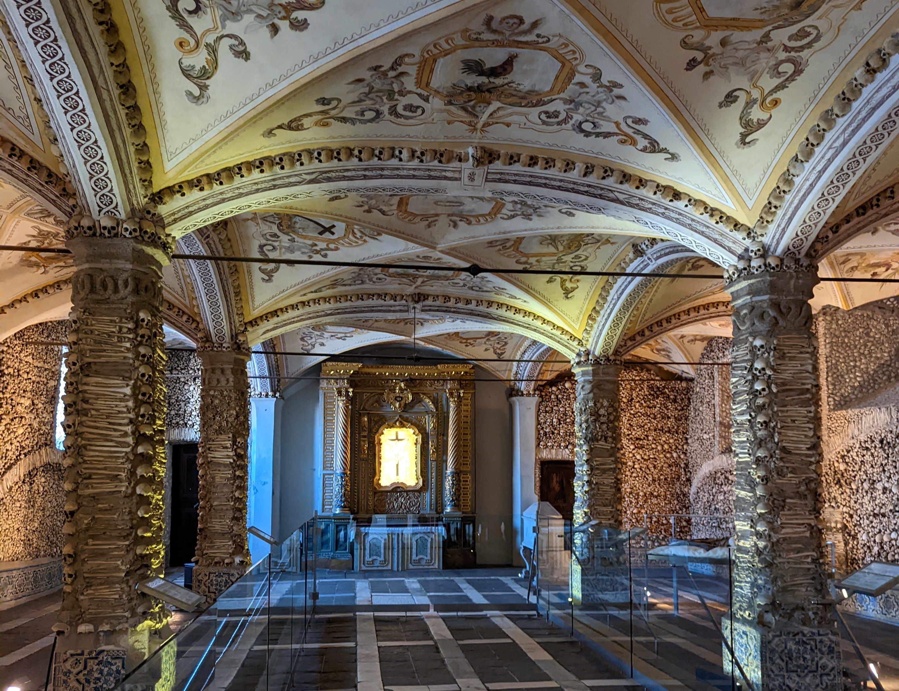 Interior hallway of the Chapel of Bones Évora Portugal Chapel of Bones Hallway
