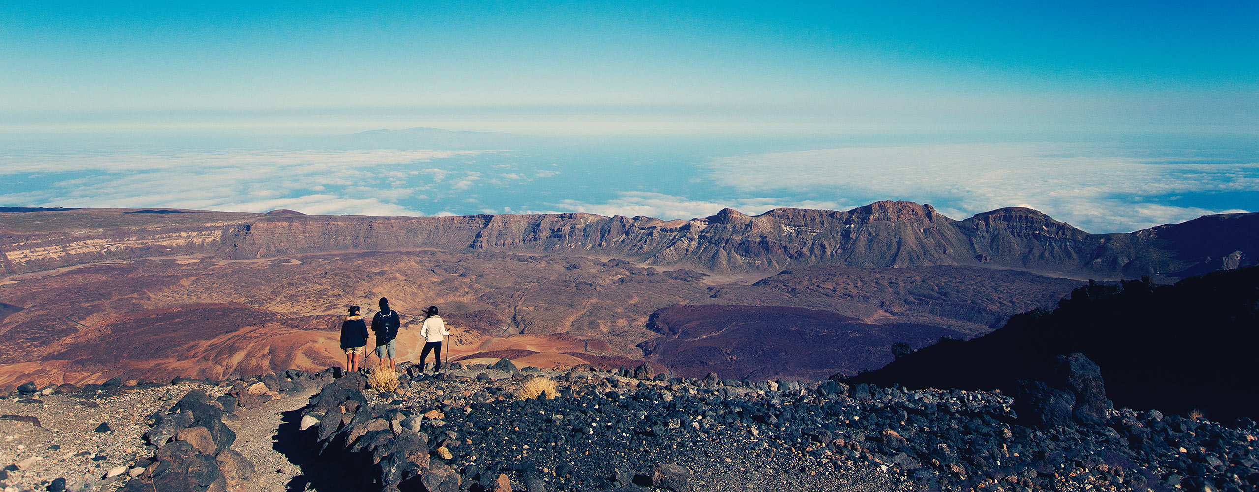 Majestic view of Mount Teide surrounded by rugged volcanic landscapes in Tenerife