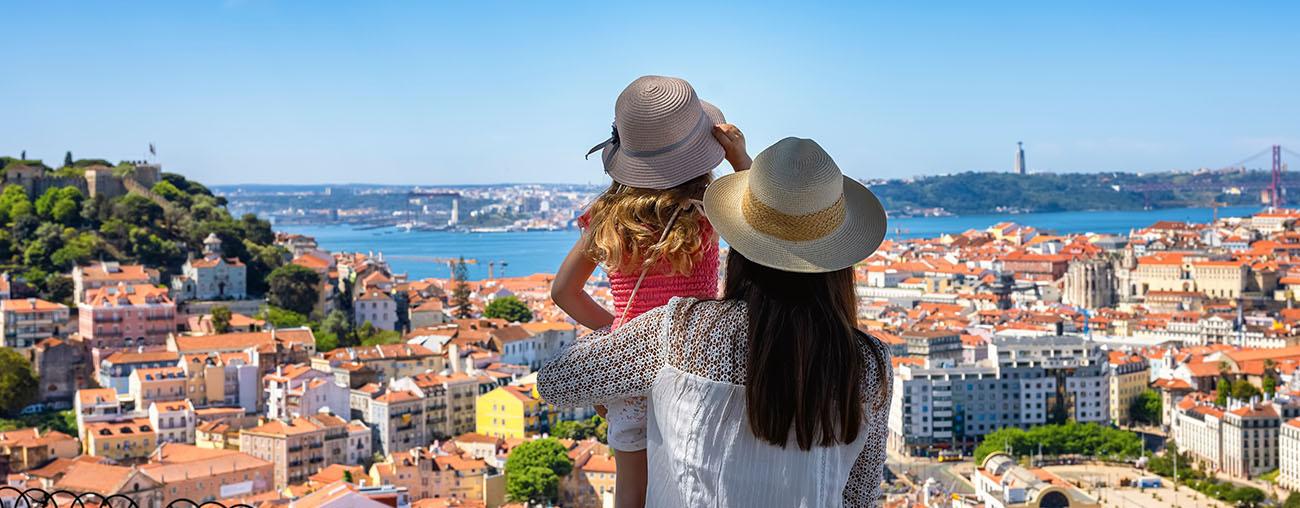 Woman & child overlooking Lisbon