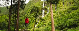 Woman at Waterfall, Flores Island Azores